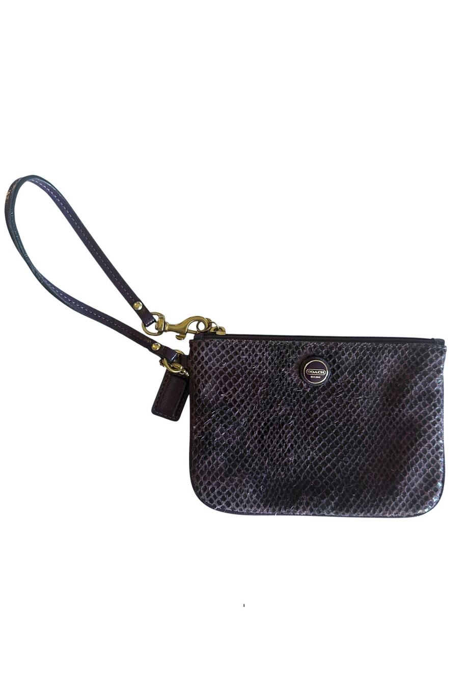Coach Purple Snakeskin Wristlet Womens Embossed Leather Wallet Snake *FLAW